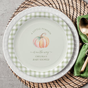 A Little Pumpkin is On The Way Fall Baby Shower Paper Plate