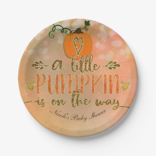 A little Pumpkin is on the Way Fall Baby Shower Paper Plate