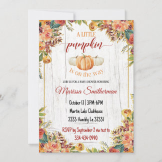 A Little Pumpkin is on the way Fall Invitation