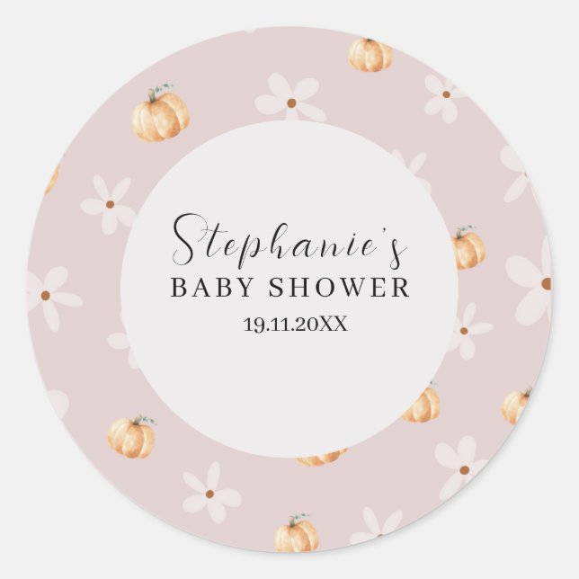 A Little Pumpkin Is On The Way Fall Round Sticker (Front)