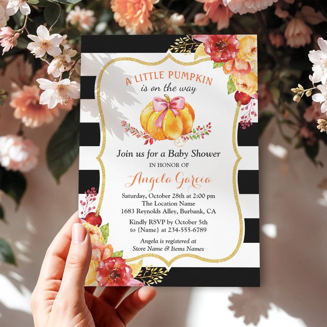 A Little Pumpkin is On the Way | Girl Baby Shower Invitation (Creator Uploaded)