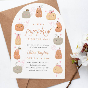 A Little Pumpkin is on the Way, Girl Baby Shower Invitation