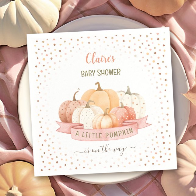A Little Pumpkin Is On The Way Girl Baby Shower Napkin (A Little Pumpkin Is On The Way Girl Baby Shower Paper Plates)
