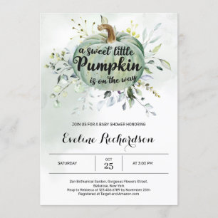 A little pumpkin is on the way greenery baby invitation