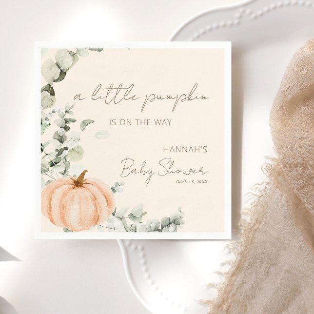 A Little Pumpkin is on the Way Orange Baby Shower Napkin (Creator Uploaded)