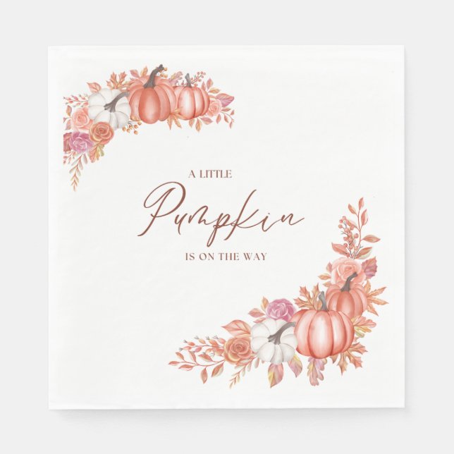 A Little Pumpkin Is On the Way Paper Napkin (Front)