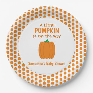A Little Pumpkin Is On The Way Paper Plate
