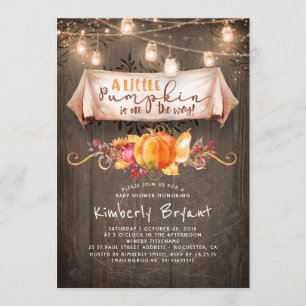 A Little Pumpkin Is On The Way Rustic Baby Shower Invitation