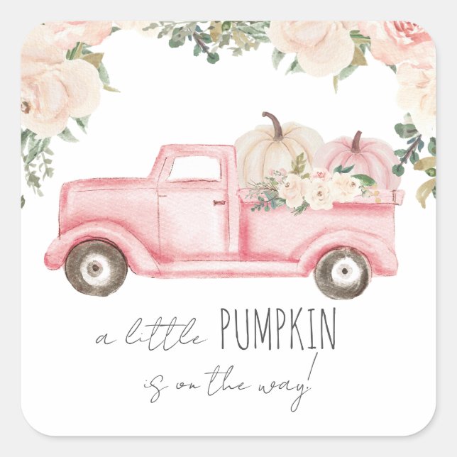A Little Pumpkin is on the Way Square Sticker (Front)
