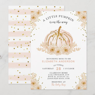 A Little Pumpkin Is On The Way Sweet Floral Invitation