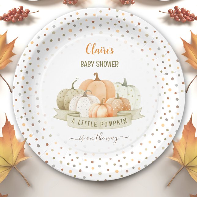 A Little Pumpkin Is On The Way Unisex Baby Shower Paper Plate (A Little Pumpkin Is On The Way Unisex Baby Shower Paper Plates)