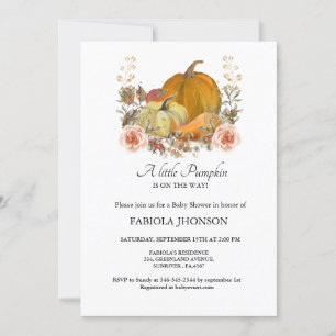 A little pumpkin is the way fall baby shower  invitation
