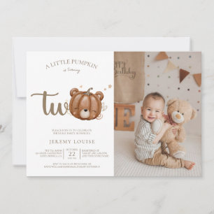 A Little Pumpkin Is Turning Two Birthday Invitation