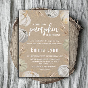 A Little Pumpkin Kraft Fall Baby Shower Invitation