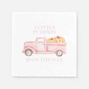 A Little Pumpkin light pink truck baby shower Napkin