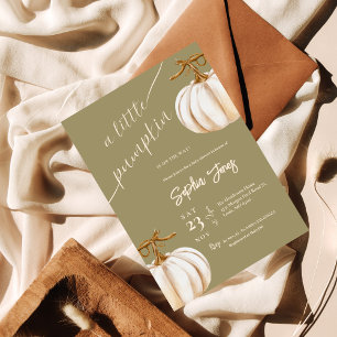 A little pumpkin Minimalist fall baby shower Invitation