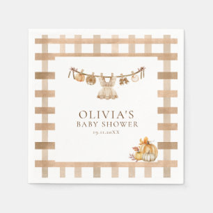 A Little Pumpkin On Her Way, Fall Boho Baby Shower Napkin