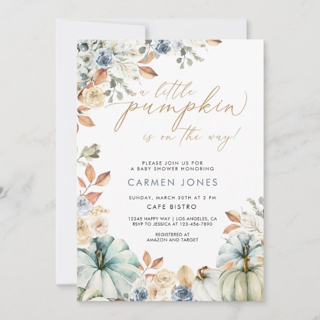A Little Pumpkin On The Way Baby Shower Invitation (Front)