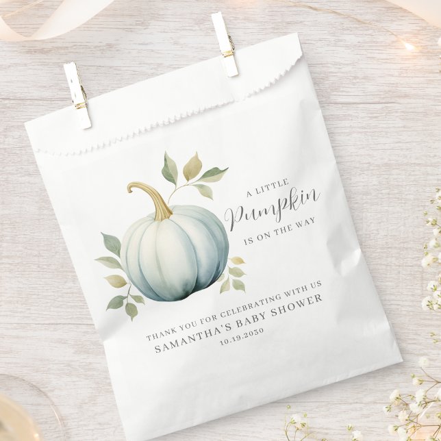 A Little Pumpkin On The Way Blue Baby Shower Favour Bags (Creator Uploaded)
