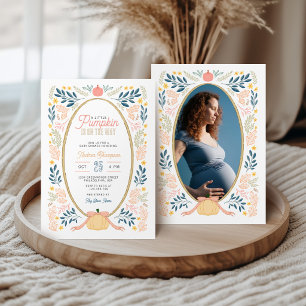A little Pumpkin on the Way Bow Baby Shower Photo Invitation