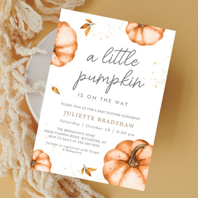 A Little Pumpkin On The Way Fall Baby Shower Invitation (Creator Uploaded)