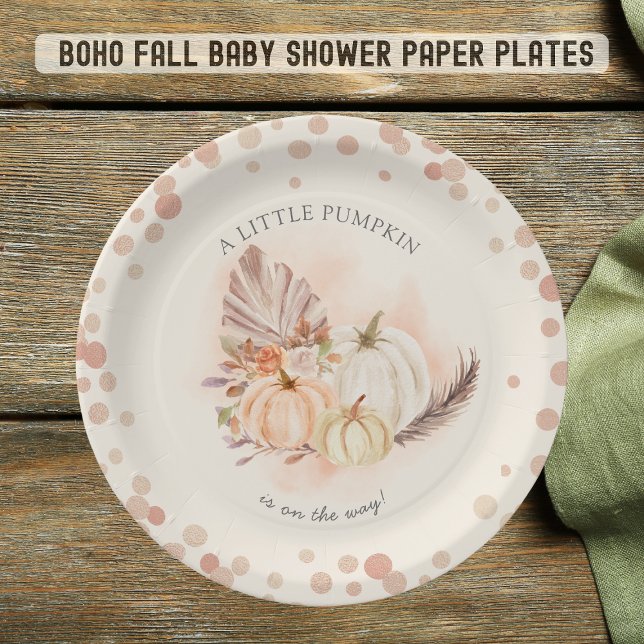  A Little Pumpkin on the Way Fall  Baby Shower   Paper Plate (Creator Uploaded)