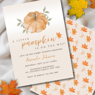  A Little Pumpkin Orange Autumn Fall Baby Shower  Invitation