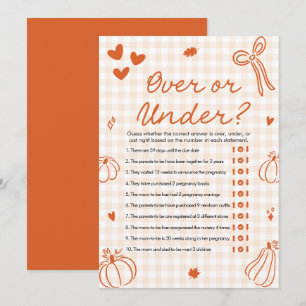 A Little Pumpkin Over Or Under Baby Shower Game Invitation