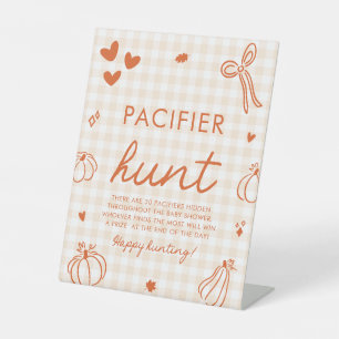 A Little Pumpkin Pacifier Hunt Baby Shower Game Pedestal Sign
