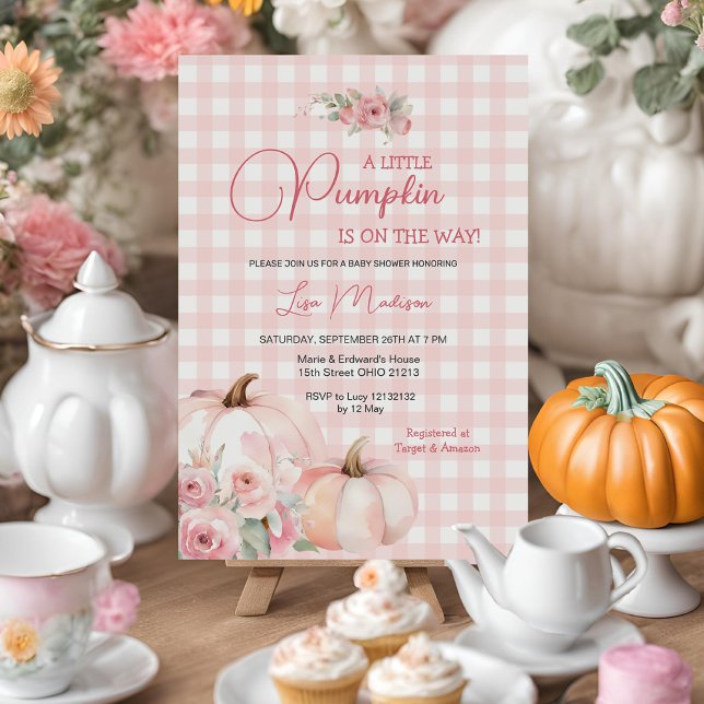 A Little Pumpkin Pink Baby Shower Girl Invitation (Creator Uploaded)