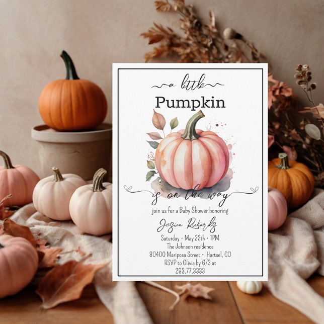 A Little Pumpkin Pink Baby Shower Invitation (Creator Uploaded)