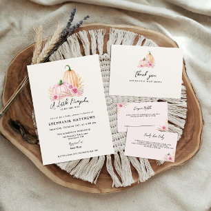 A Little Pumpkin Pink Baby Shower Thank You Card