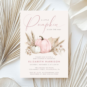 A Little Pumpkin Pink Boho Baby Girl Shower Invitation