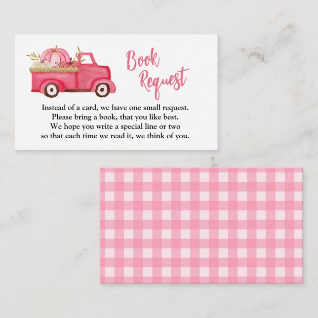 A Little Pumpkin Pink Book Request Enclosure Card (Front/Back)
