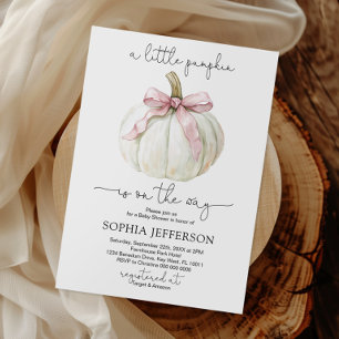 A Little Pumpkin Pink Bow Baby Shower Invitation