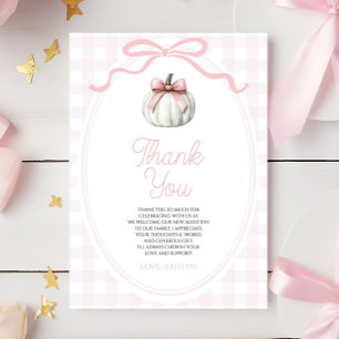 A Little Pumpkin Pink Bow Baby Shower Thank You Card