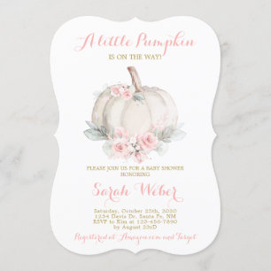 A little pumpkin pink fall baby shower girl invitation