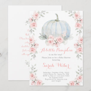 A little pumpkin pink fall baby shower girl invitation