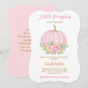 A little pumpkin pink fall baby shower girl invitation