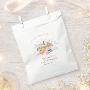 A Little Pumpkin Pink Floral Girl Baby Shower Favour Bags