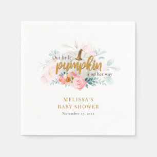 A Little Pumpkin Pink Floral Girl Baby Shower Napkin