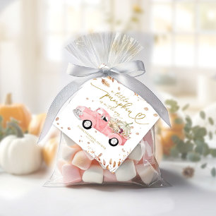 A Little Pumpkin Pink Truck Fall Girl Baby Shower Favour Tags