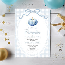 A Little Pumpkin Preppy Blue Fall Baby Shower