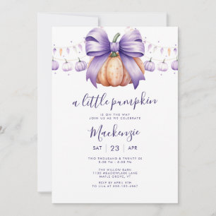 A Little Pumpkin Purple Baby Shower Invitation