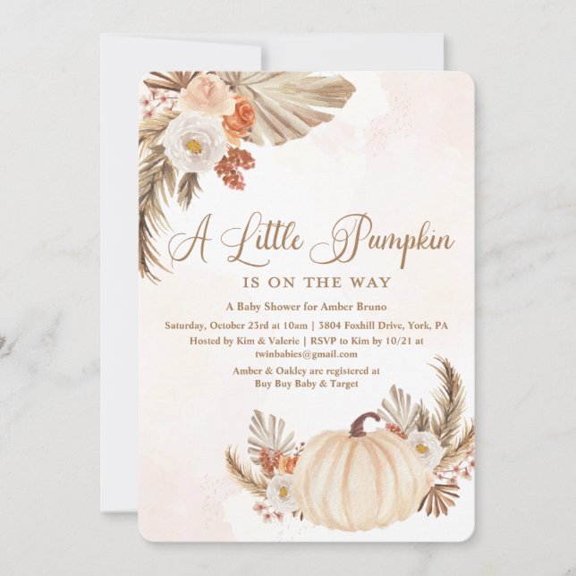 A Little Pumpkin Rustic Baby Shower Invitation (Front)