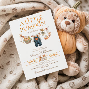 A Little Pumpkin Rustic Boho Fall Baby Shower Invitation