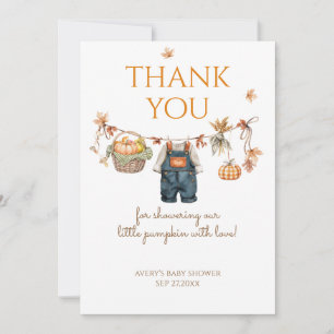 A Little Pumpkin Rustic Boho Fall Baby Shower Thank You Card
