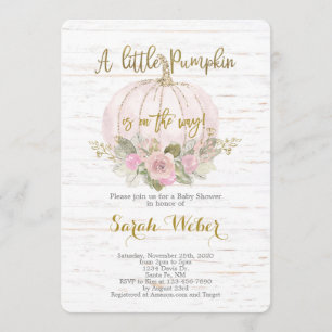 A little pumpkin Rustic fall baby shower girl Invitation