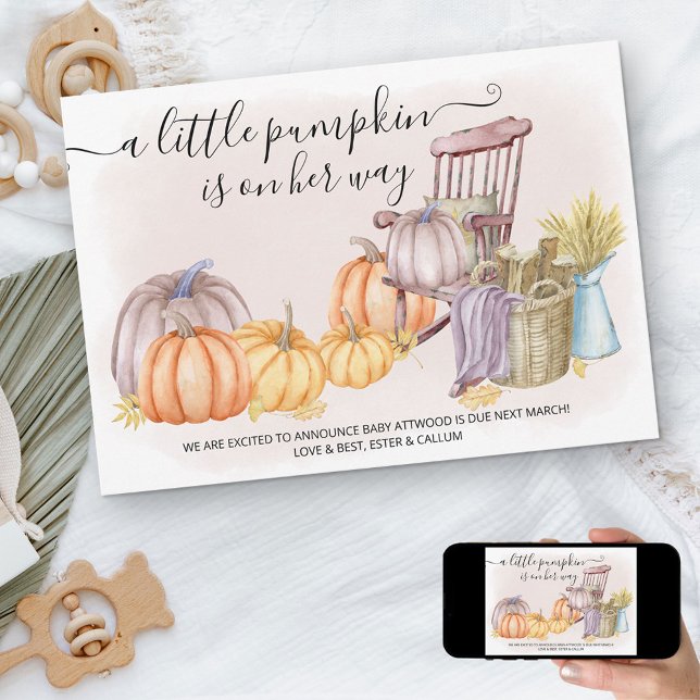 A Little Pumpkin Rustic Fall Pregnancy Announcement (Creator Uploaded)