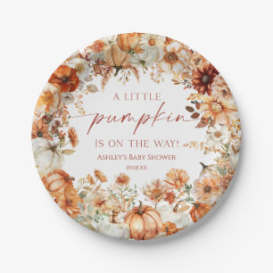 A Little Pumpkin Rustic Floral Baby Shower Paper Plate